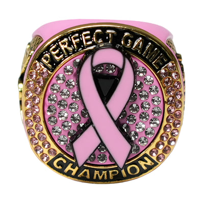 Perfect Game Breast Cancer Ribbon Ring Gold