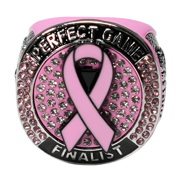 Perfect Game Breast Cancer Ribbon Ring Silver