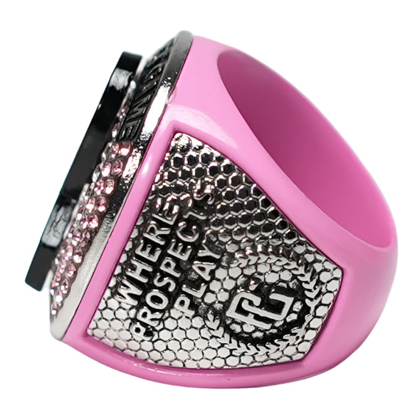 Perfect Game Breast Cancer Ribbon Ring Silver