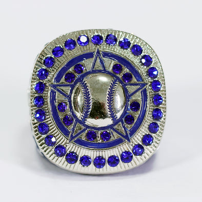 Generic Baseball/Softball Ring 10 Blue/Silver Front