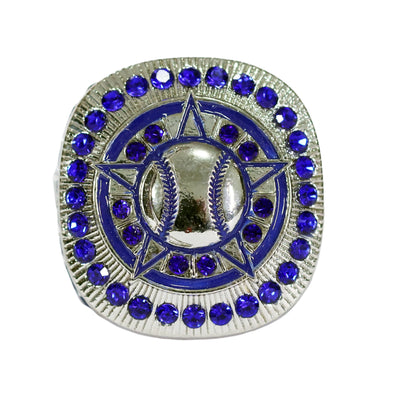 Generic Baseball/Softball Ring 10 Blue/Silver Front