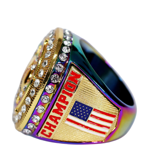 Generic Baseball/Softball Ring 10 Rainbow/Gold