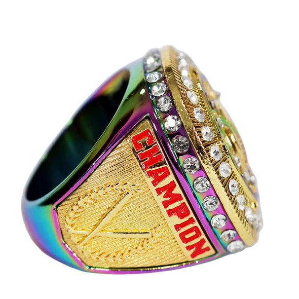 Generic Baseball/Softball Ring 10 Rainbow/Gold