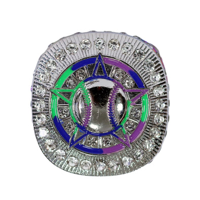 Generic Baseball/Softball Ring 10 Rainbow/Silver Front