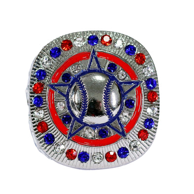 Generic Baseball/Softball Ring 10 Red-White-Blue/Silver Front