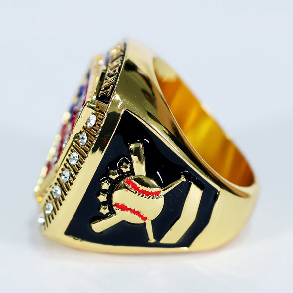 American Flag Home Plate Ring 11 Red-White-Blue/Gold