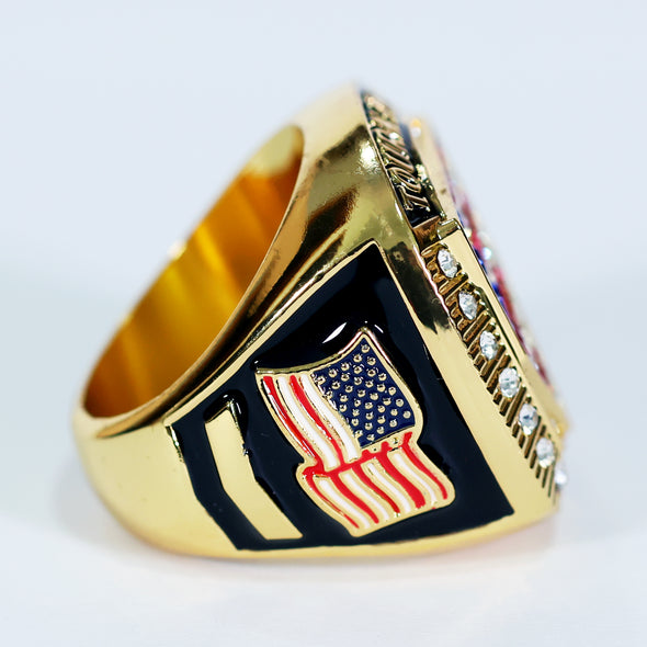 American Flag Home Plate Ring 11 Red-White-Blue/Gold