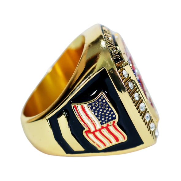 American Flag Home Plate Ring 11 Red-White-Blue/Gold