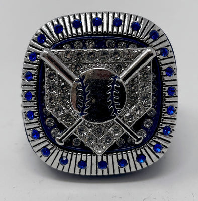 Blue/Silver plated Baseball/Softball Championship Rings Front