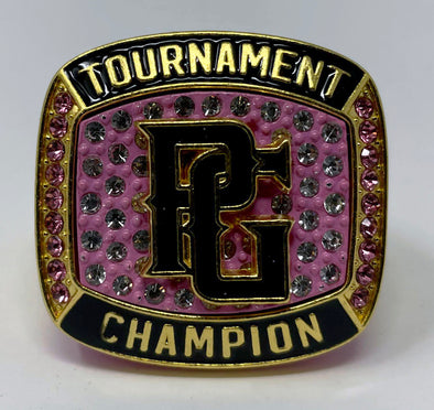 Perfect Game Baseball/Softball Pink/Gold Champion Ring Front