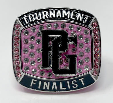 Perfect Game Baseball/Softball Pink/Silver Finalist Ring Front