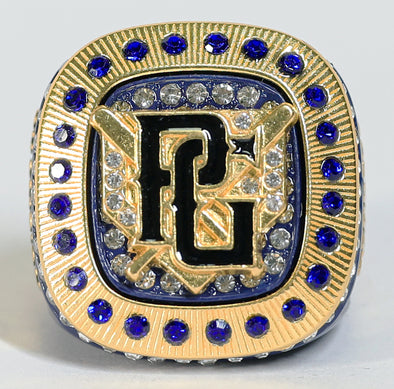 Perfect Game Baseball/Softball Blue/Gold Champion Championship Ring Front