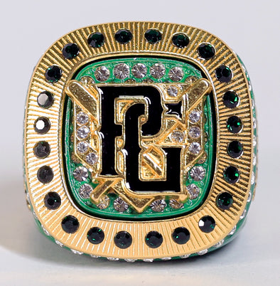 Perfect Game Baseball/Softball Green/Gold Champion Championship Ring Front