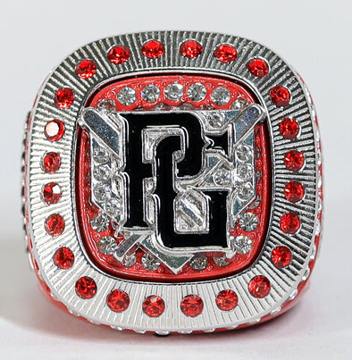 Perfect Game Baseball/Softball Red/Silver Finalist Championship Ring Front