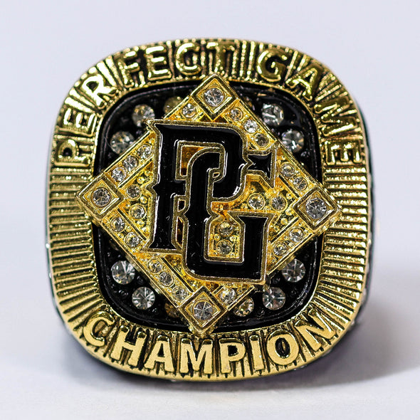 Perfect Game Baseball/Softball Black/Gold Champion Ring Front
