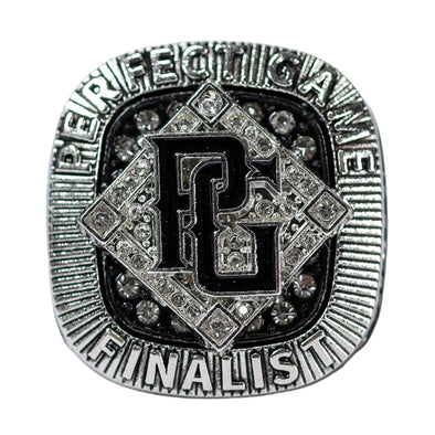 Perfect Game Baseball/Softball Black/Silver Finalist Ring Front