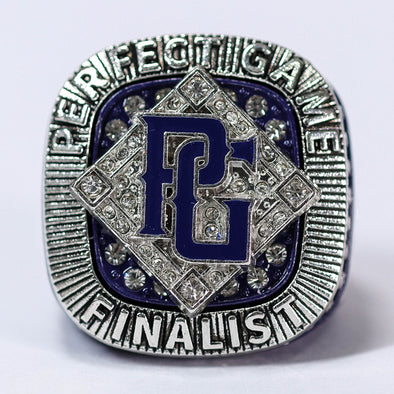 Perfect Game Baseball/Softball Blue/Silver Finalist Ring Front