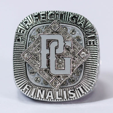 Perfect Game Baseball/Softball Charcoal/Silver Finalist Ring Front