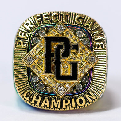 Perfect Game Baseball/Softball Rainbow/Gold Champion Ring Front