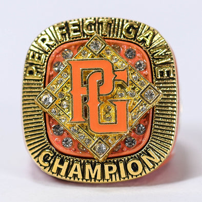 Perfect Game Baseball/Softball Orange/Gold Champion Ring Front