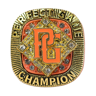 Perfect Game Baseball/Softball Orange/Gold Champion Ring Front