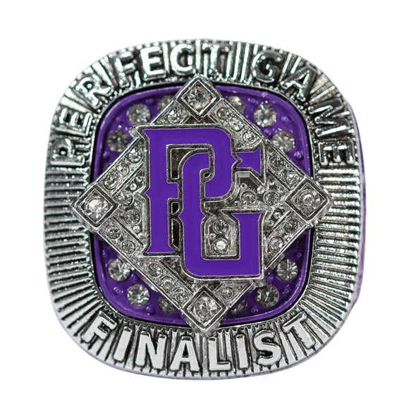 Perfect Game Baseball/Softball Purple/Silver Finalist Ring Front