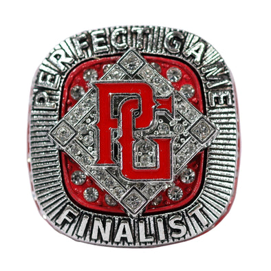 Perfect Game Baseball/Softball Red/Silver Finalist Ring Front