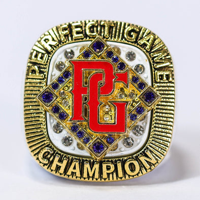 Perfect Game Baseball/Softball Red/White/Blue/Gold Champion Ring Front