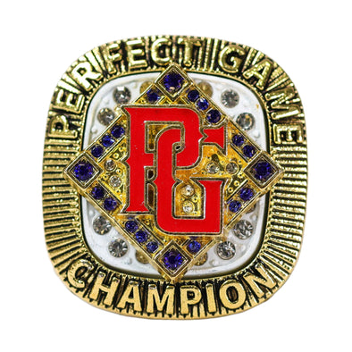 Perfect Game Baseball/Softball Red/White/Blue/Gold Champion Ring Front