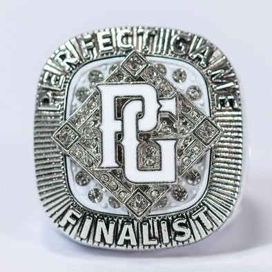 Perfect Game Baseball/Softball White/Silver Finalist Ring Front