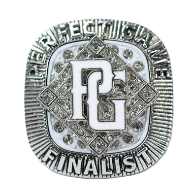 Perfect Game Baseball/Softball White/Silver Finalist Ring Front