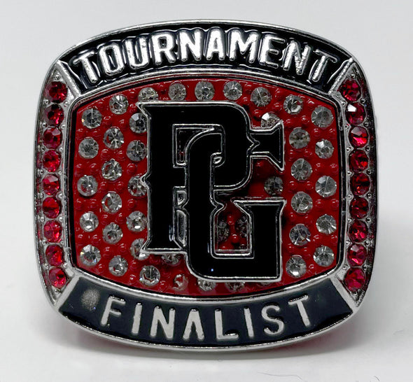 Perfect Game Baseball/Softball Red/Silver Finalist Ring Front