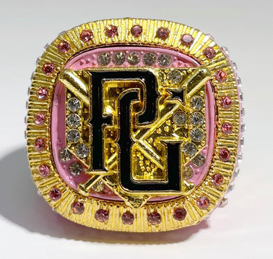 Perfect Game Baseball/Softball Pink/Gold Champion Championship Ring Front