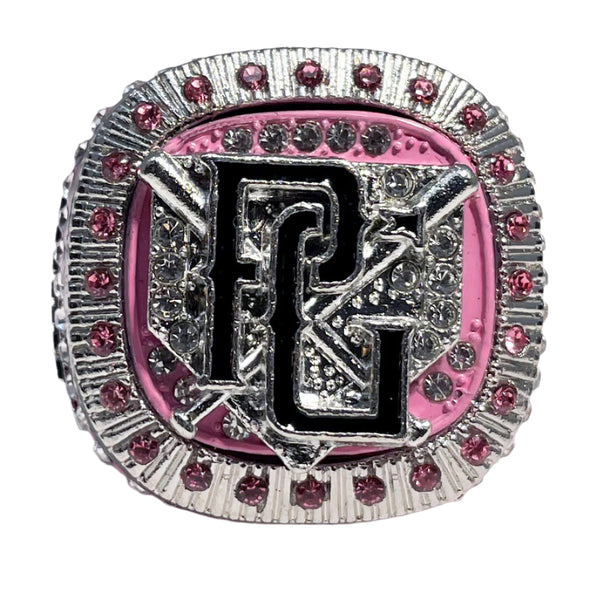 Perfect Game Baseball/Softball Pink/Silver Finalist Championship Ring Front