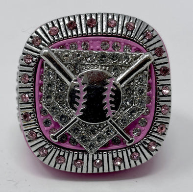 Pink/Silver plated Baseball/Softball Championship Rings Front