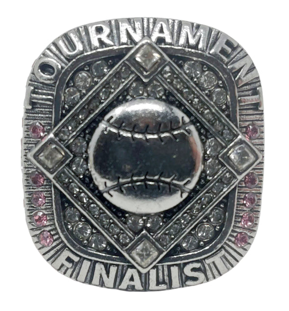 Pink/Silver plated Baseball/Softball Championship Finalist Rings Front