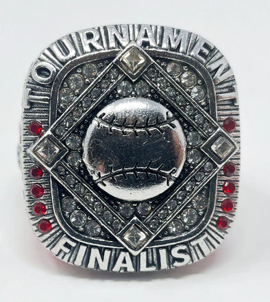 Red/Silver plated Baseball/Softball Championship Finalist Rings Front