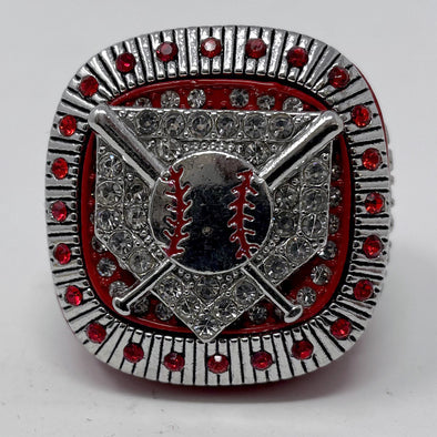 Red/Silver plated Baseball/Softball Championship Rings Front